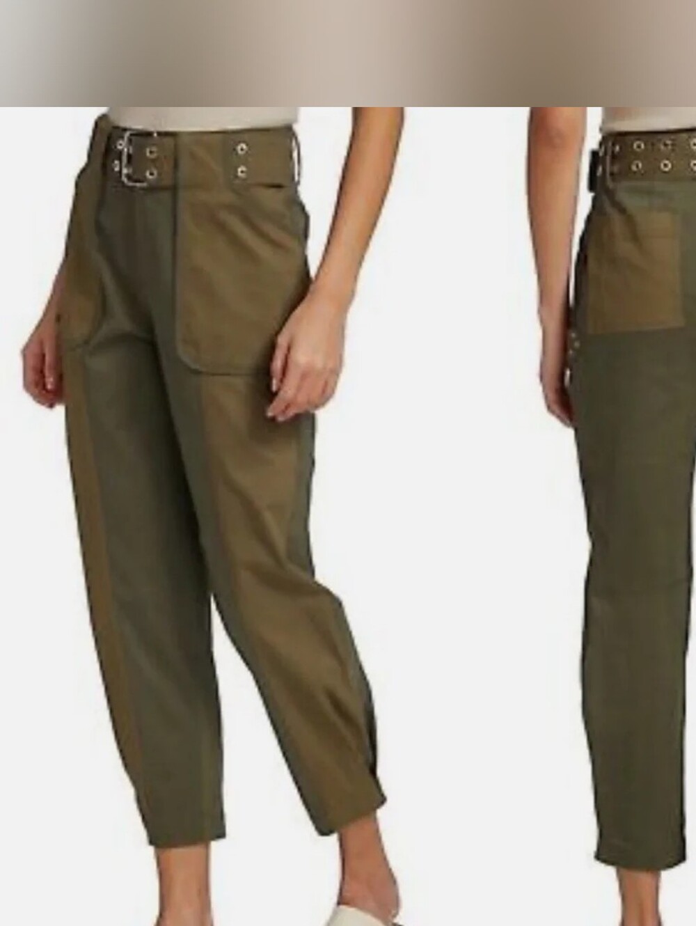 NWOT Derek Lam 10 Crosby Two Tone Green Belted Jericho Utility Pants